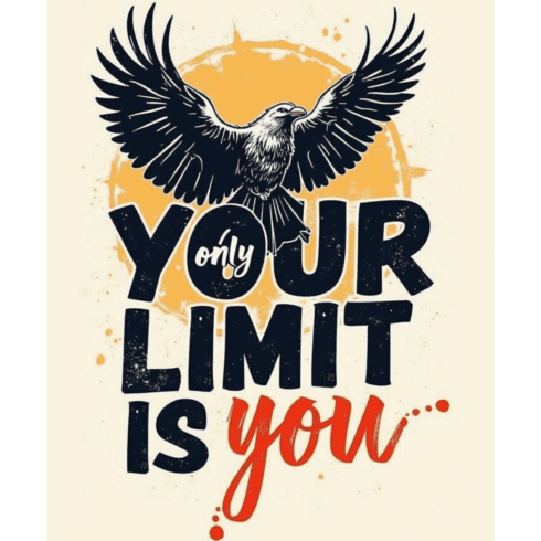 Your Limit Is You – Vintage Eagle Motivational T-Shirt Design cover image.
