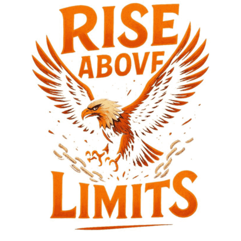 Rise Above Limits – Motivational Eagle Illustration & Typography Design cover image.