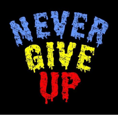 Never Give Up – Urban Distressed Melting Typography SVG cover image.