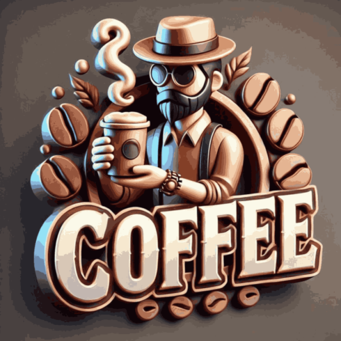 3D Barista Character Logo – Hipster Coffee Shop Mascot Design cover image.