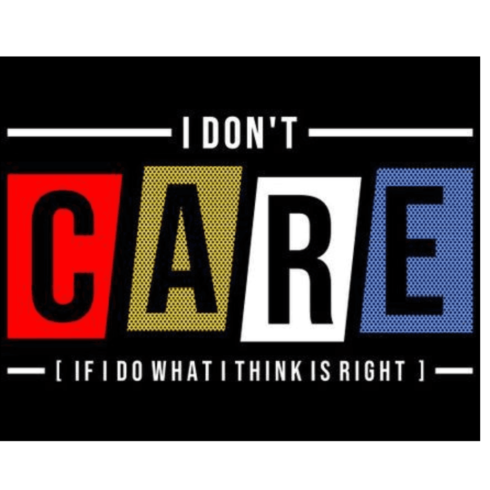 "I Don't Care" Bold Motivational Typography – Streetwear T-Shirt Design cover image.