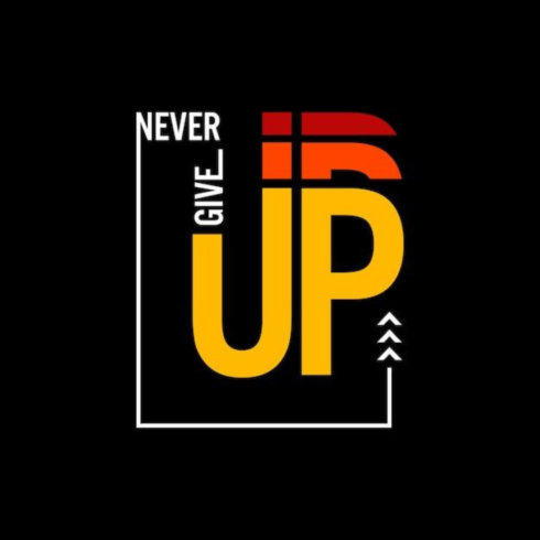 Never Give Up Dynamic Typography – Motivational Streetwear T-Shirt Design cover image.