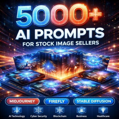 5000+ AI Prompts for Stock Image Sellers (8K HD) – Passive Income Toolkit cover image.