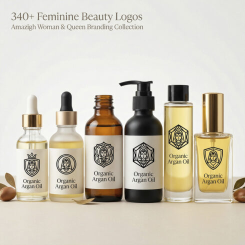 340+ Moroccan Beauty Logos – Amazigh Woman & Queen Argan Branding Bundle (AI, EPS, SVG, PNG, PDF, JPG) cover image.