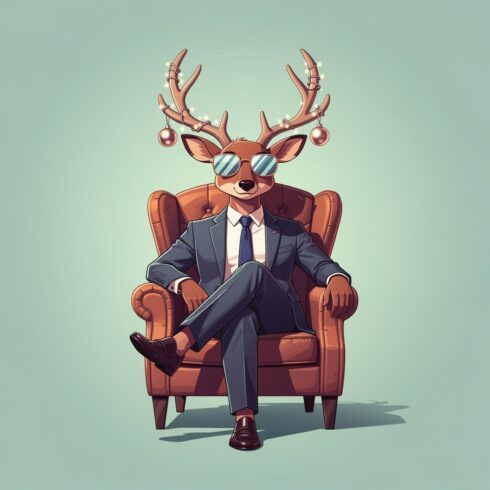 30 High-Quality Modern Xmas Hipster Deer Images – Stylish Boss Character Collection cover image.