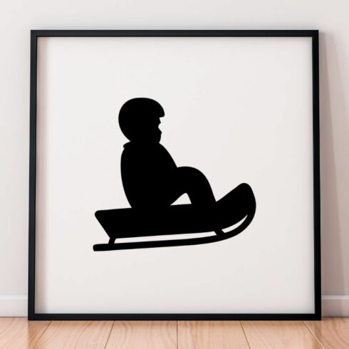 Sledding Kids Silhouette SVG cover image.