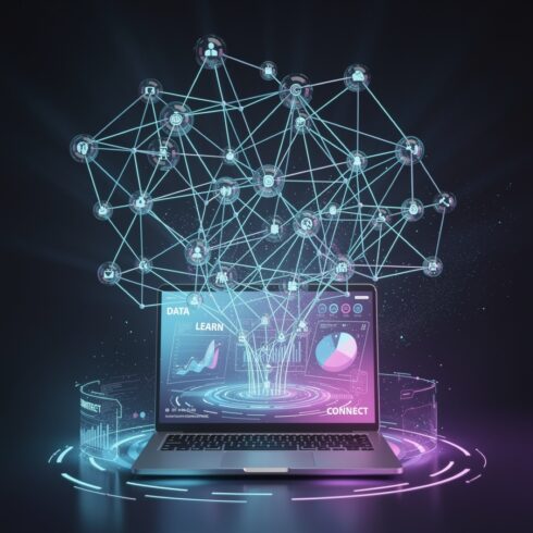 Digital Knowledge Network – Futuristic Data Education and Electronic Technology Concept cover image.