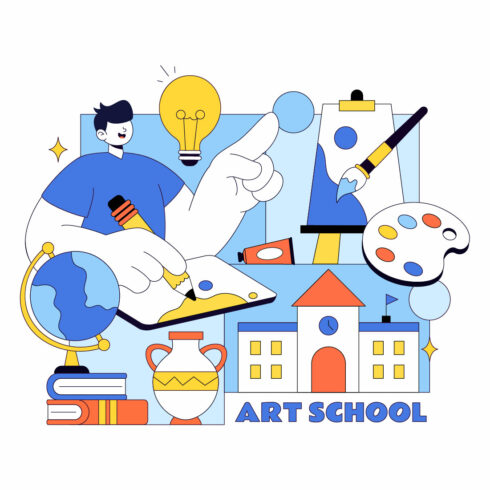 10 Art School Vector Illustration cover image.