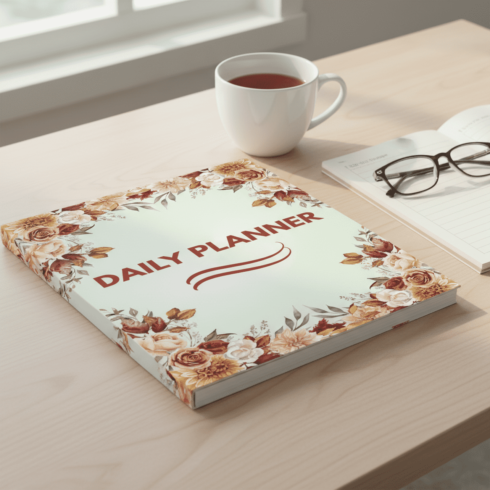 Printable Daily Planner, Minimalist Luxury Design (Download, Canva Editable Link) cover image.