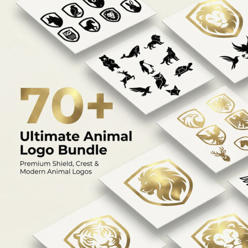 Ultimate Animal Logo Bundle – 70+ Premium Shield, Crest & Modern Animal Logos cover image.