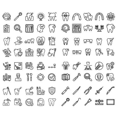 90 Dental & Dentistry Line Icons Set – Oral Care, Tooth, Clinic & Medical Outline Icons cover image.
