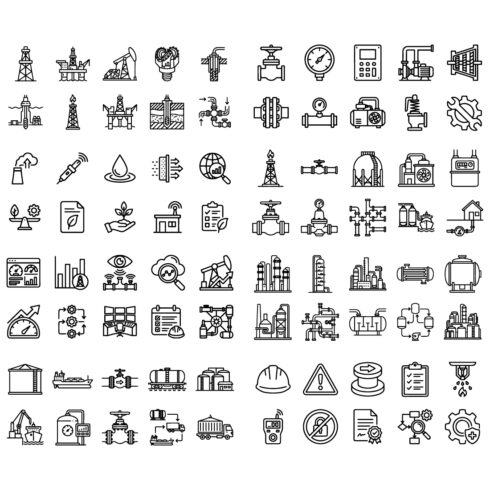 90 Oil, Gas & Industrial Line Icons Set – Energy, Pipeline & Industry Outline Icons cover image.