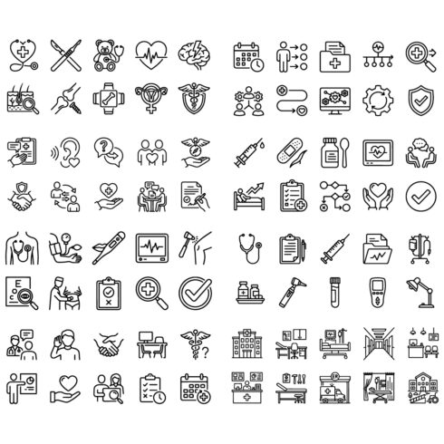 90 Medical & Healthcare Line Icons Set – Doctor, Hospital & Health Outline Icons cover image.