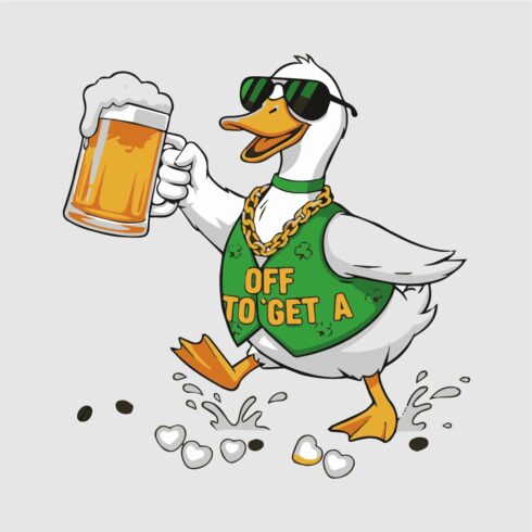 Funny Beer Duck Illustration T-shirt cover image.