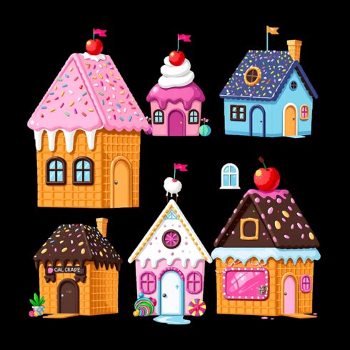 Pixel Fantasy Houses Bundle – Ice Cream Houses & Icelandic Cottages | High-Detail Pixel Architecture PNGs cover image.