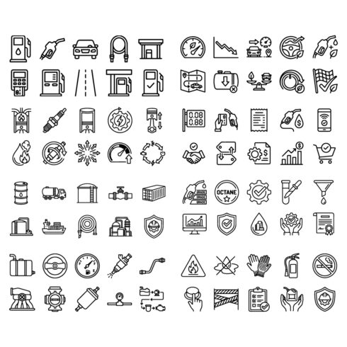 80 Fuel & Gasoline Line Icons Set – Oil, Petrol, Energy & Automotive Outline Icons cover image.