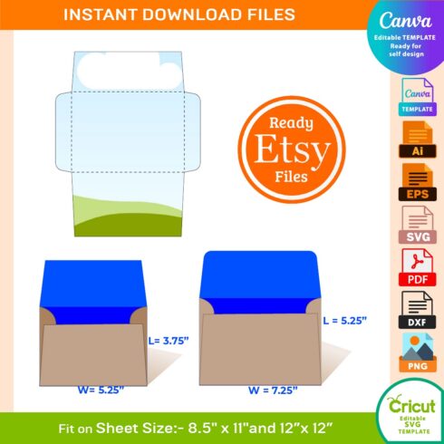2 sizes Bundle of Wedding Invitation Envelope Dieline Template cover image.