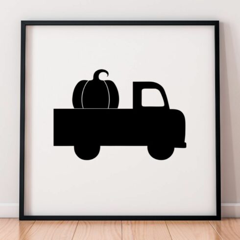 Farm Trucks with Pumpkins Silhouette SVG cover image.
