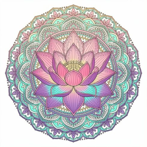 Lotus Flower with Colored Mandala Outlines – Elegant Decorative Abstract Vector Design cover image.