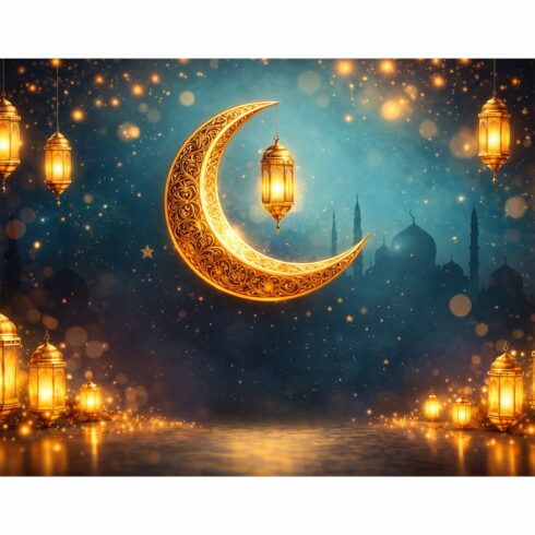 Ramadan Mubarak background AI-generated cover image.