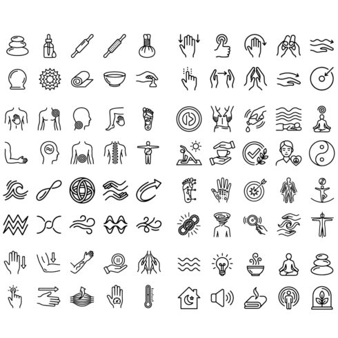 80 Massage & Wellness Line Icons Set – Spa, Relaxation & Body Therapy Outline Icons cover image.