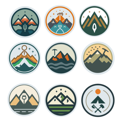 Vintage Mountain Badge Vector Set SVG, AI and EPS cover image.