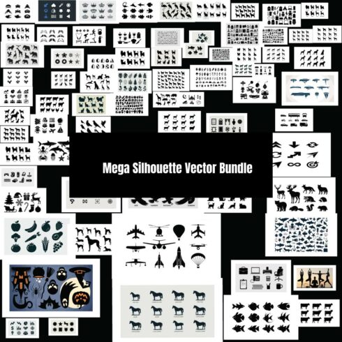 Mega Silhouette Vector Bundle – 584 Icons Collection cover image.