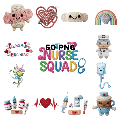Nursing Crochet With Cute Healthcare Sublimation Clipart Bundle cover image.