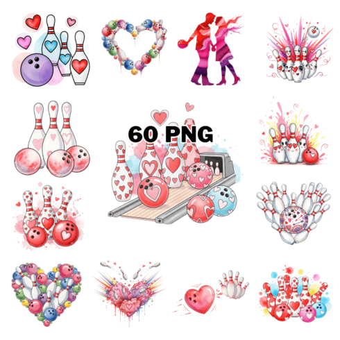 Valentine Bowling Sublimation Clipart Bundle cover image.