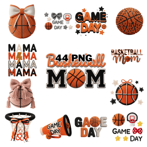 Knitted Basketball Mom Sublimation Clipart Bundle cover image.