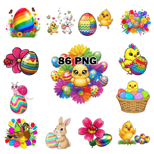 Kawaii Vibrant Spring Garden and Holiday Sublimation Clipart Bundle cover image.