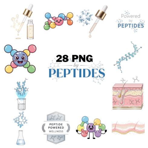 Peptide Molecules and Cosmetic Science Sublimation Clipart Bundle cover image.