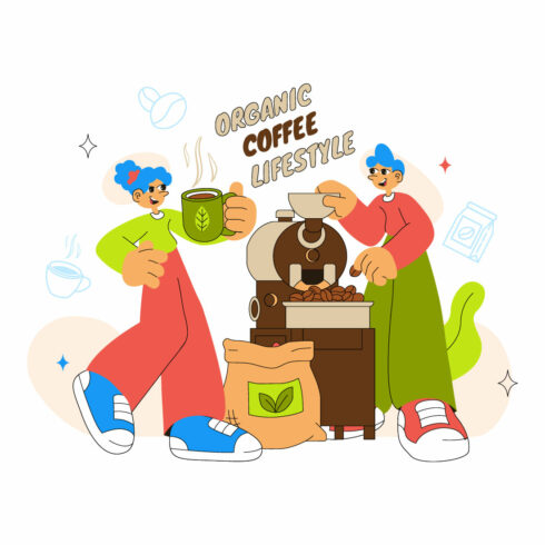 10 Organic Coffee Lifestyle Illustration cover image.