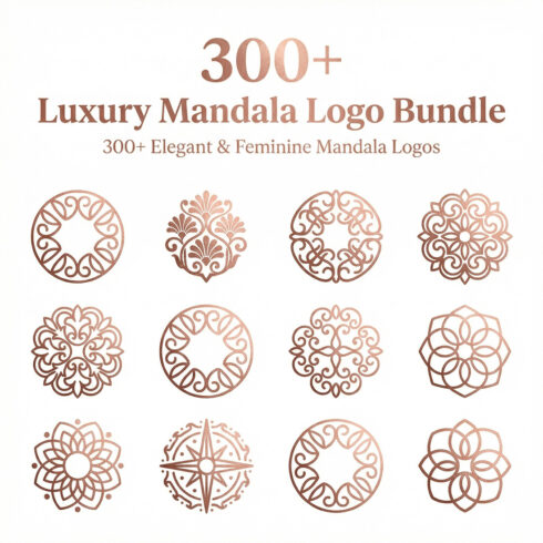 300 Mandala Logo Designs – Geometric Floral Sacred Symbols Mega Bundle cover image.