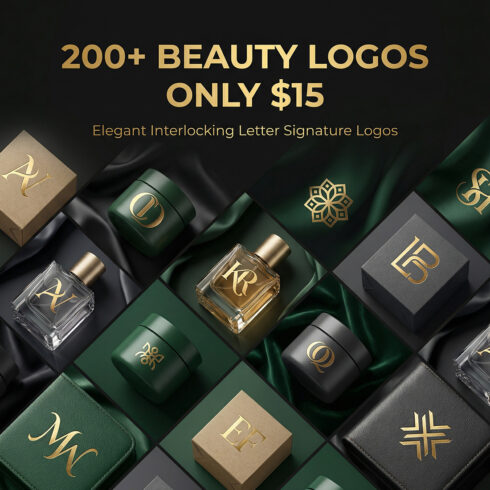200+ Elegant Interlocking Letter Beauty Logo Bundle – Luxury Signature Monograms for Cosmetic & Skincare Brands cover image.