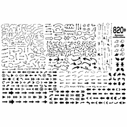 820+ big arrow Collection various shapes vector arrow directions icons cover image.