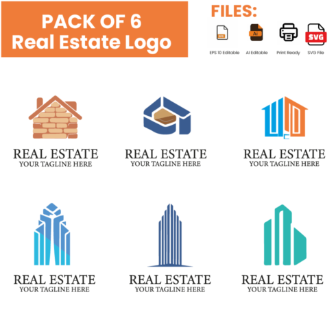 6 Real Estate Business Logo in $5 only | Bundle pack logo cover image.