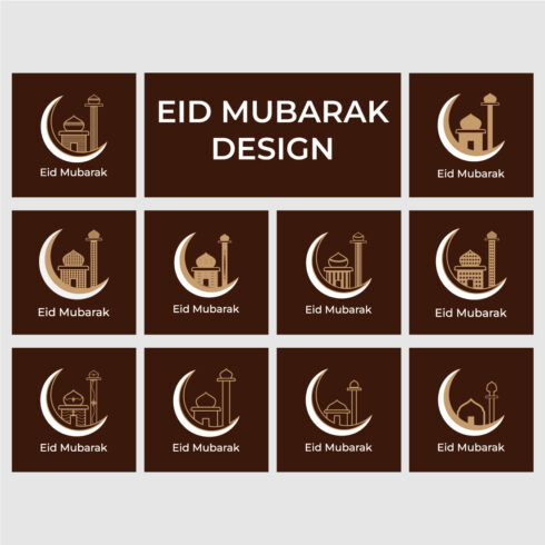 Eid Mubarak greeting card design and social media elements cover image.