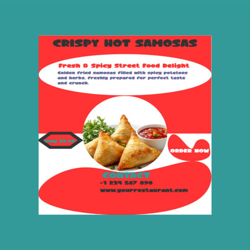 Samosa Food Flyer Template for Restaurant Promotion cover image.