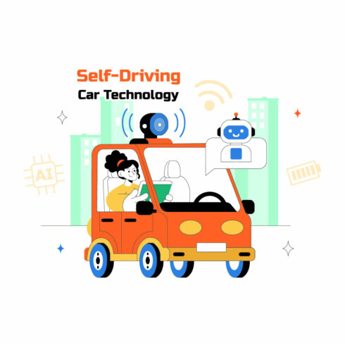 10 Self Driving Car Technology Illustration - MasterBundles
