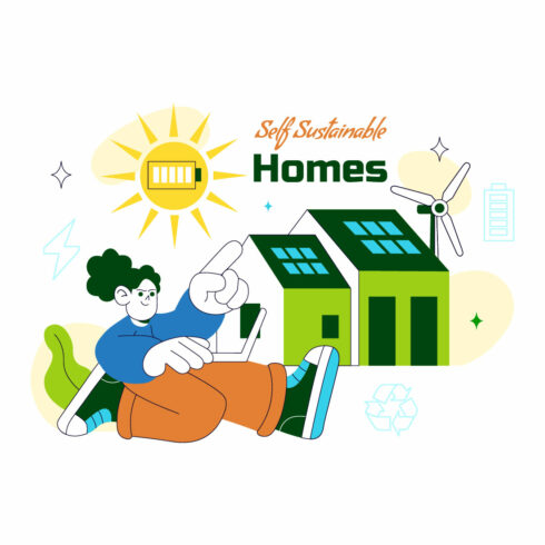 10 Self Sustainable Homes Illustration cover image.