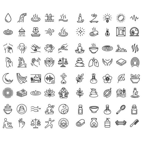 80 Spa & Wellness Line Icons Set – Massage, Relaxation & Self Care Outline Icons cover image.