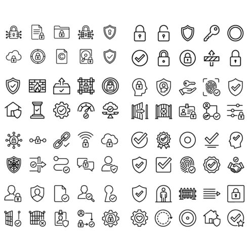 80 Security & Privacy Line Icons Set – Protection, Lock & Safety Outline Icons cover image.