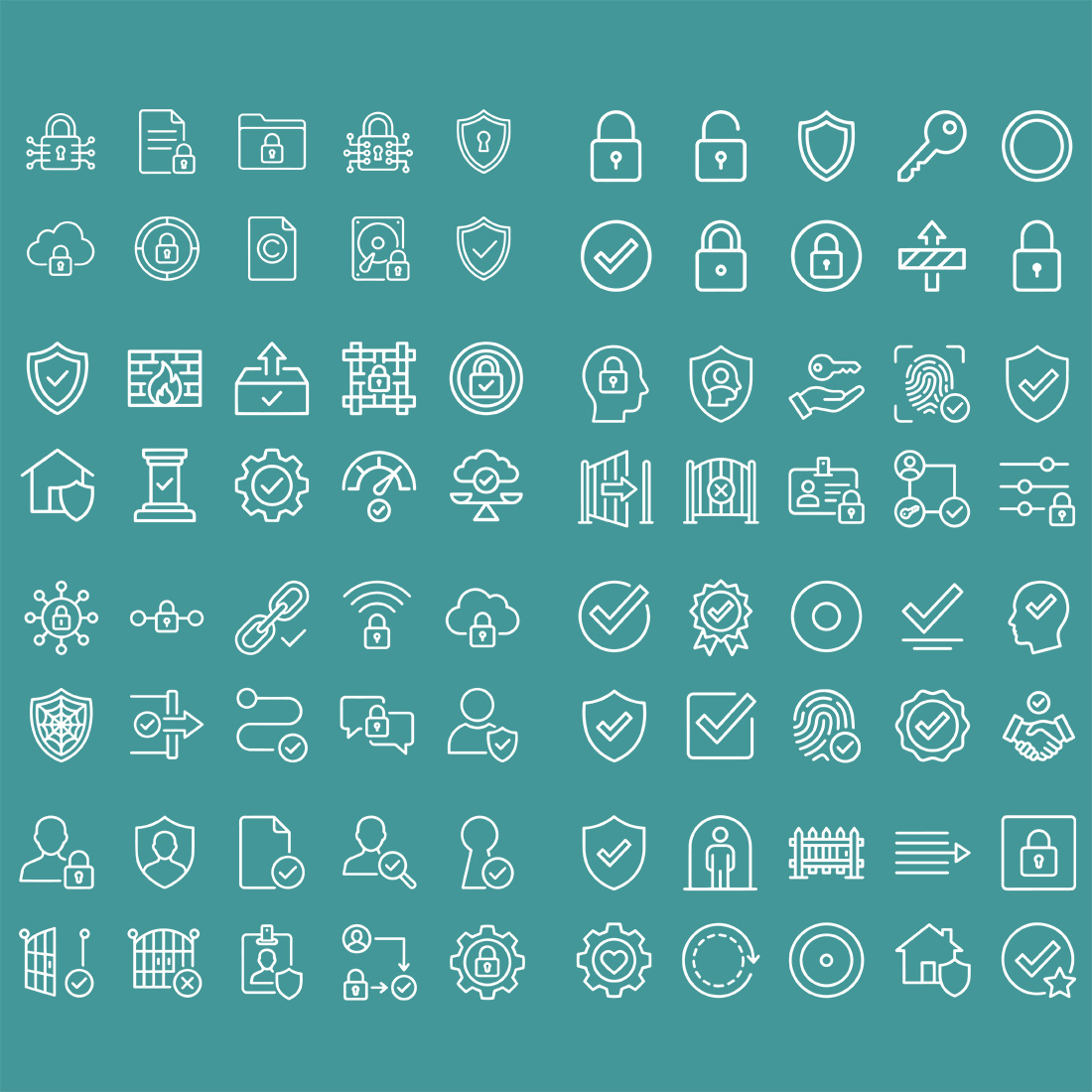 80 Security & Privacy Line Icons Set – Protection, Lock & Safety ...
