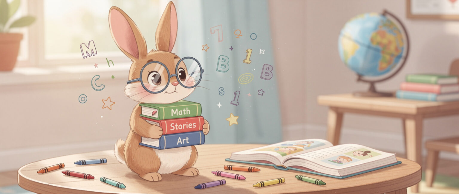 Studious Rabbit Studious Bunny with Books – Cute Glasses-Wearing Rabbit Symbolizing ...
