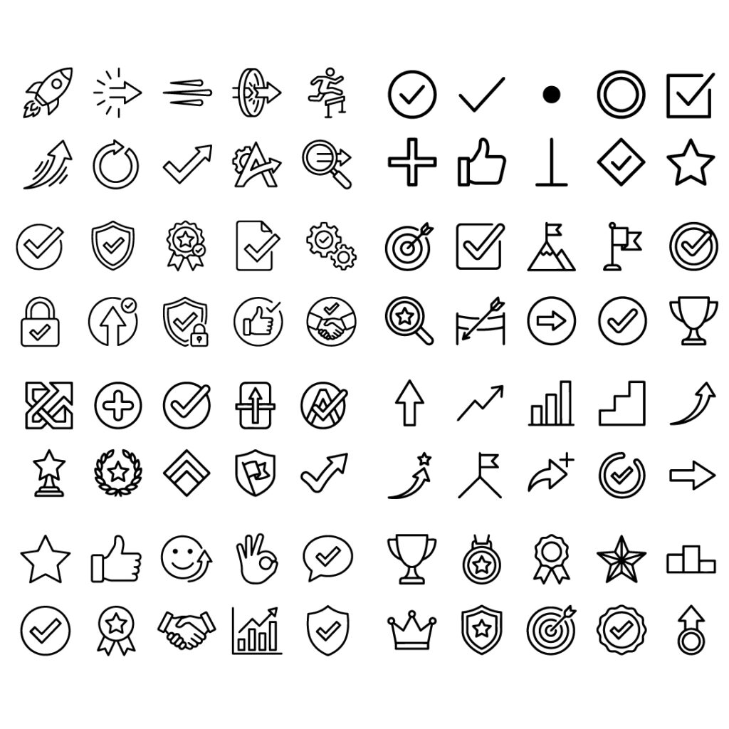 Success Target Line 80 Target & Success Line Icons Set – Goal, Achievement & Performance ...