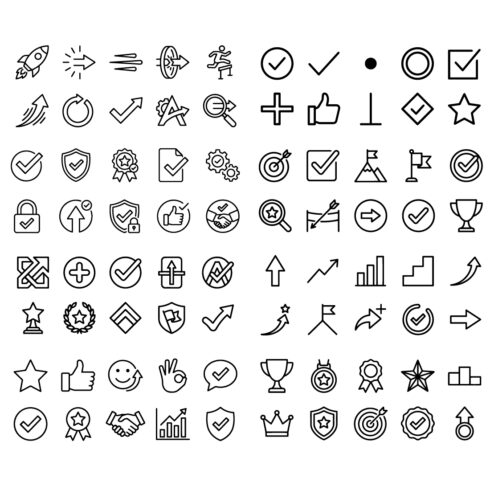 80 Target & Success Line Icons Set – Goal, Achievement & Performance Outline Icons cover image.