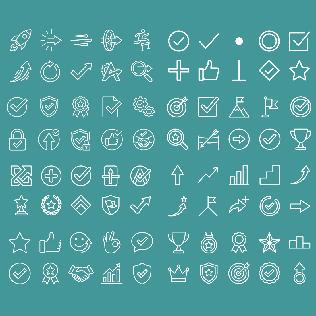 Success Target Line 80 Target & Success Line Icons Set – Goal, Achievement & Performance ...