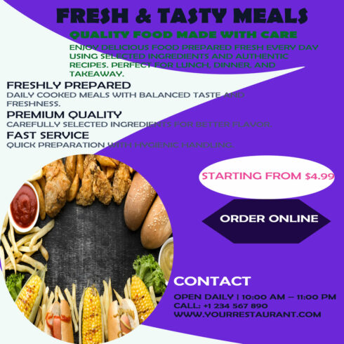 Modern Food Flyer Template – Editable Restaurant PSD Design cover image.