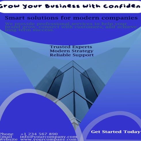 Modern corporate business flyer template with clean blue layout for company promotion, marketing, startup branding and professional services cover image.